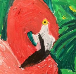 A Flamingo, 50 x 60 - inch acrylic on canvas