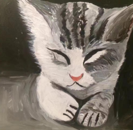 A Cat, 50 x 40 - inch acrylic on canvas
