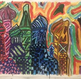 The Domes of Saint Basil, 30 x 40 - inch water color