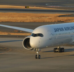 Japan Airlines A350 at Sunset
